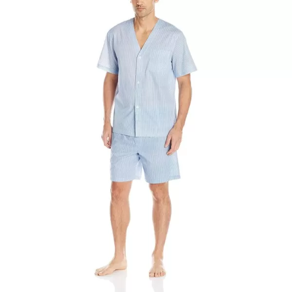 imageFruit of the Loom Mens Broadcloth Short Sleeve Pajama SetRoyal Stripe