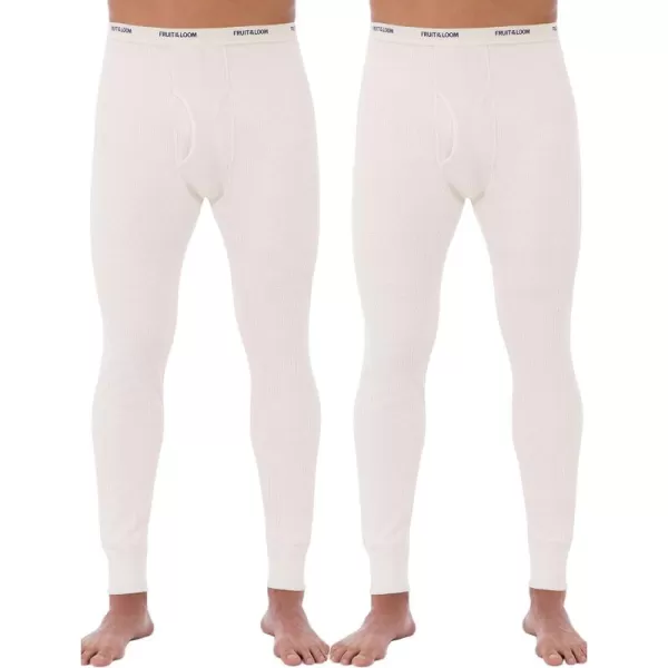 imageFruit of the Loom Mens Classic Midweight Waffle Thermal Underwear Bottoms 1 ampamp 2 PacksNaturalNatural 2pack