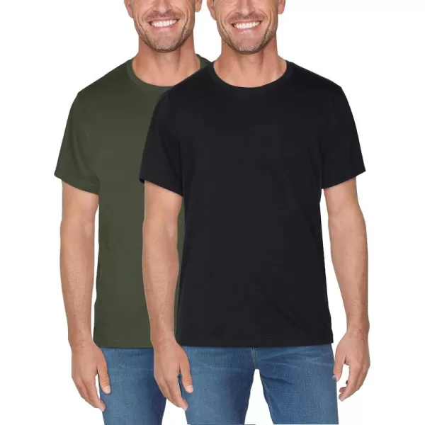 imageFruit of the Loom Mens Crafted Comfort Tee Relaxed ampamp Classic Fit Sizes S2xClassic Fit  Pima Cotton  2 Pack  BlackMilitary Green