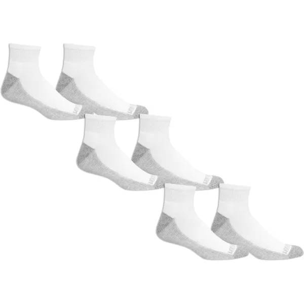 imageFruit of the Loom Mens Essential 6 Pair Pack Casual Socks with Cushion and Arch Support White Gray Sole 6512