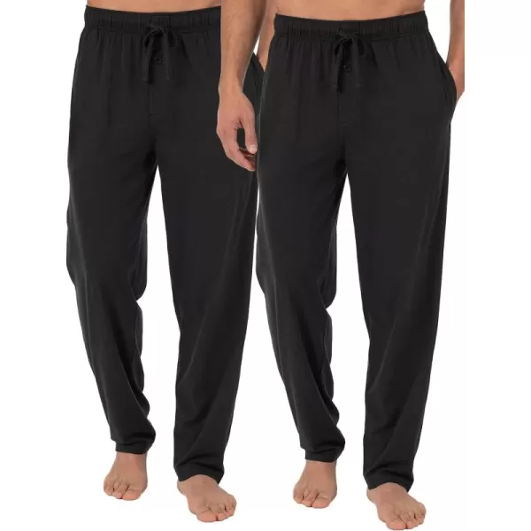 imageFruit of the Loom Mens Extended Sizes Jersey Knit Sleep Pajama Lounge Pant 1 ampamp 2 PacksBlackBlack 2pack