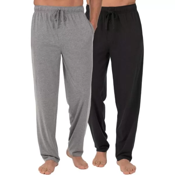 imageFruit of the Loom Mens Extended Sizes Jersey Knit Sleep Pajama Lounge Pant 1 ampamp 2 PacksBlackGrey 2pack