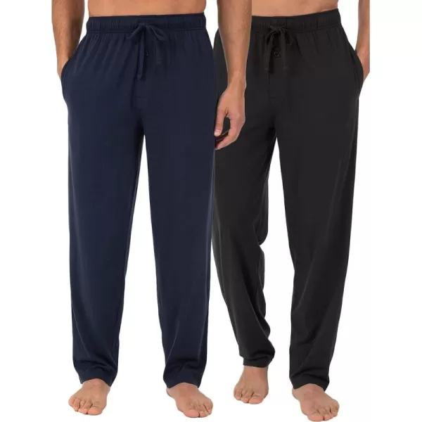 imageFruit of the Loom Mens Extended Sizes Jersey Knit Sleep Pajama Lounge Pant 1 ampamp 2 PacksBlackNavy 2pack