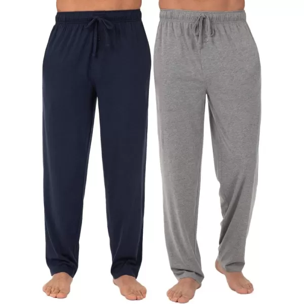 imageFruit of the Loom Mens Extended Sizes Jersey Knit Sleep Pajama Lounge Pant 1 ampamp 2 PacksNavyGrey 2pack