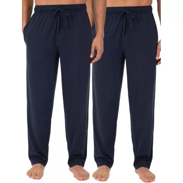 imageFruit of the Loom Mens Extended Sizes Jersey Knit Sleep Pajama Lounge Pant 1 ampamp 2 PacksNavyNavy 2pack