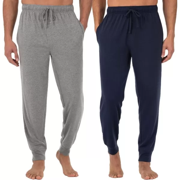 imageFruit of the Loom Mens Jersey Knit Jogger Sleep Pant 1 and 2 PacksGrey HeatherNavy