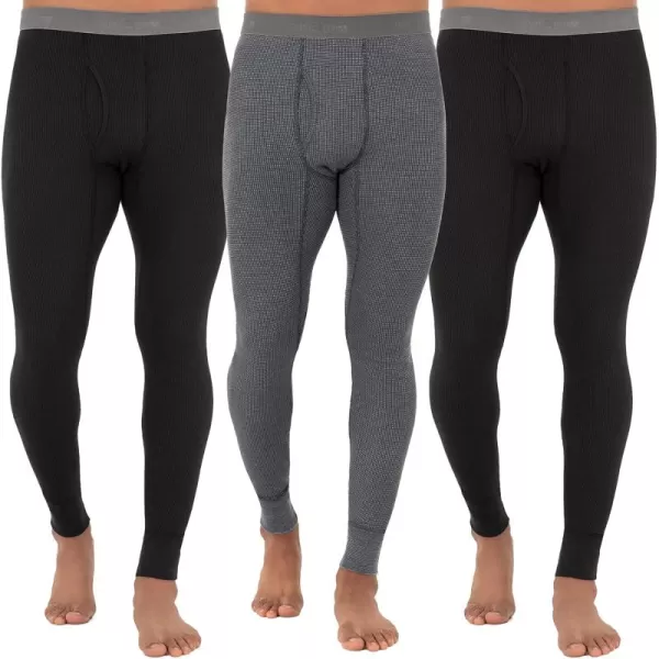 imageFruit of the Loom Mens Recycled Premium Waffle Thermal Underwear Long Johns Bottom 1 2 3 and 4 PacksBlackBlackGreystone Heather