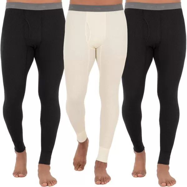 imageFruit of the Loom Mens Recycled Premium Waffle Thermal Underwear Long Johns Bottom 1 2 3 and 4 PacksBlackBlackNatural