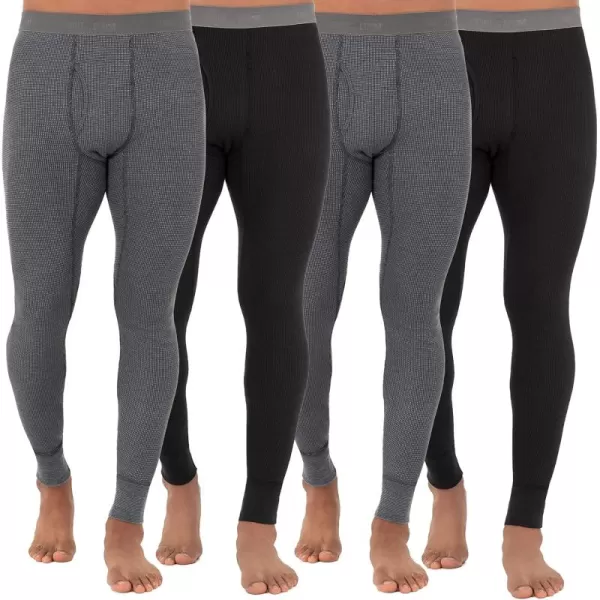 imageFruit of the Loom Mens Recycled Premium Waffle Thermal Underwear Long Johns Bottom 1 2 3 and 4 PacksBlackGreystone Heather 4 Pack