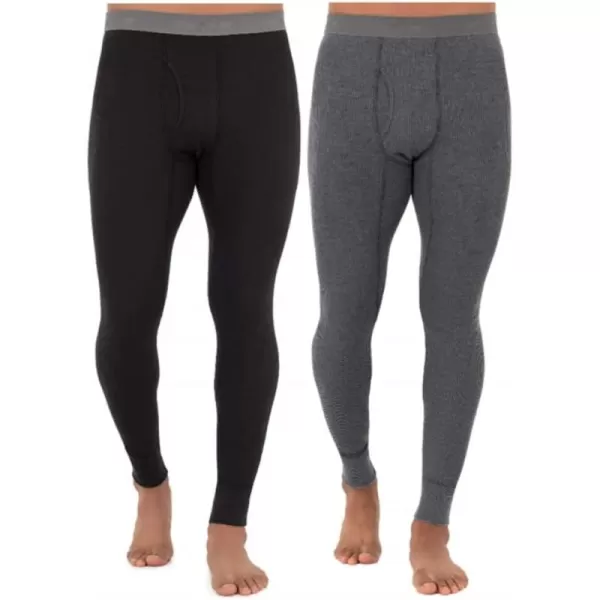 imageFruit of the Loom Mens Recycled Premium Waffle Thermal Underwear Long Johns Bottom 1 2 3 and 4 PacksBlackGreystone Heather