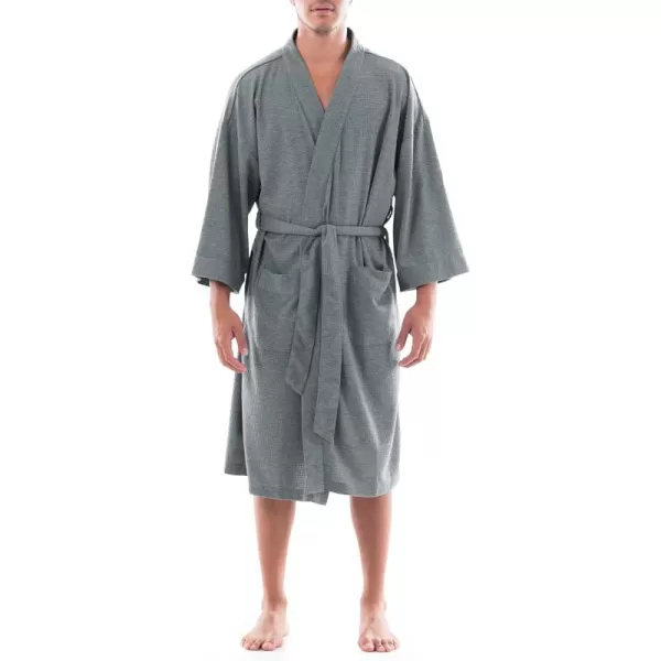 imageFruit of the Loom Mens Waffle Kimono RobeGrey Heather