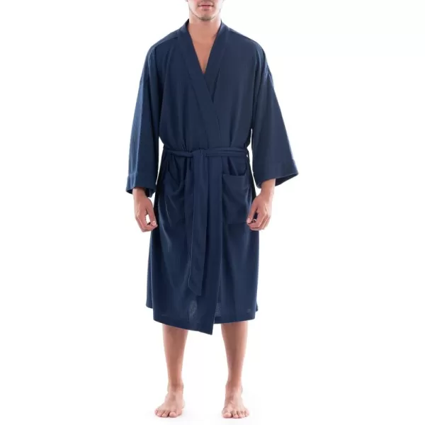 imageFruit of the Loom Mens Waffle Kimono RobeNavy