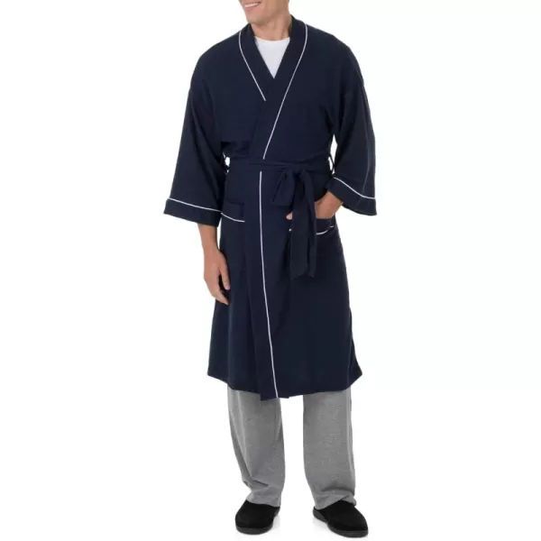 imageFruit of the Loom Mens Waffle Kimono RobeNavy Blue