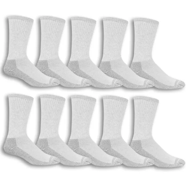 imageFruit of the Loom Mens Work Gear Cushioned Crew Socks 10 PairGrey