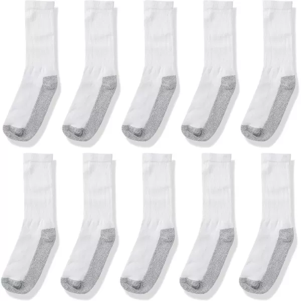 imageFruit of the Loom Mens Work Gear Cushioned Crew Socks 10 PairWhite