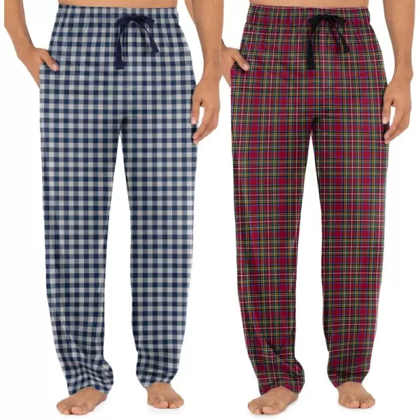 imageFruit of the Loom mens Broadcloth Woven Sleep Pajama PantBlue PlaidRed