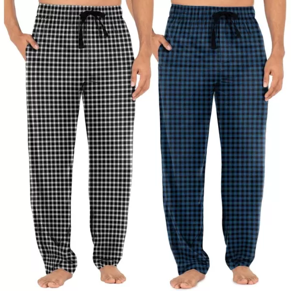 imageFruit of the Loom mens Broadcloth Woven Sleep Pajama PantBlue PlaidWhite