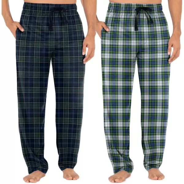 imageFruit of the Loom mens Broadcloth Woven Sleep Pajama PantNavy PlaidGreen