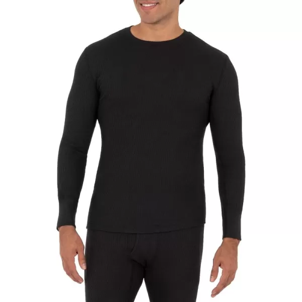 imageFruit of the Loom mens Recycled Waffle Thermal Underwear Crew Top 1 and 2 PacksBlack