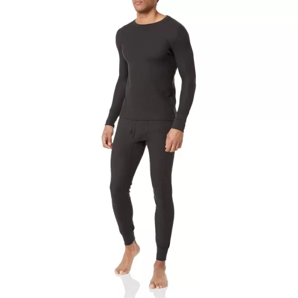 imageFruit of the Loom mens Recycled Waffle Thermal Underwear Set Top and BottomBlack