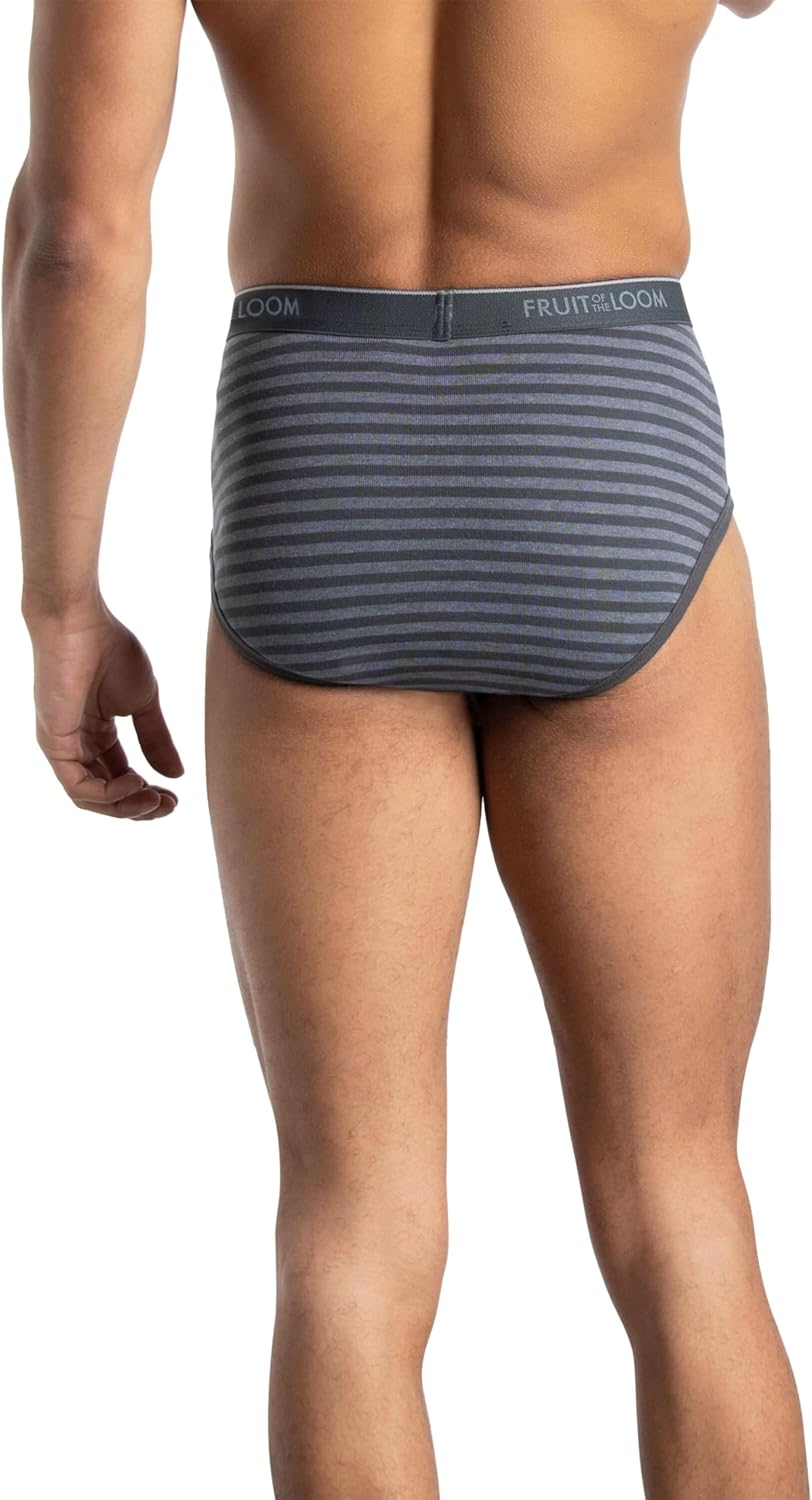 imageFruit of the Loom Mens TagFree Cotton Briefs6 Pack  Assorted StripeSolids