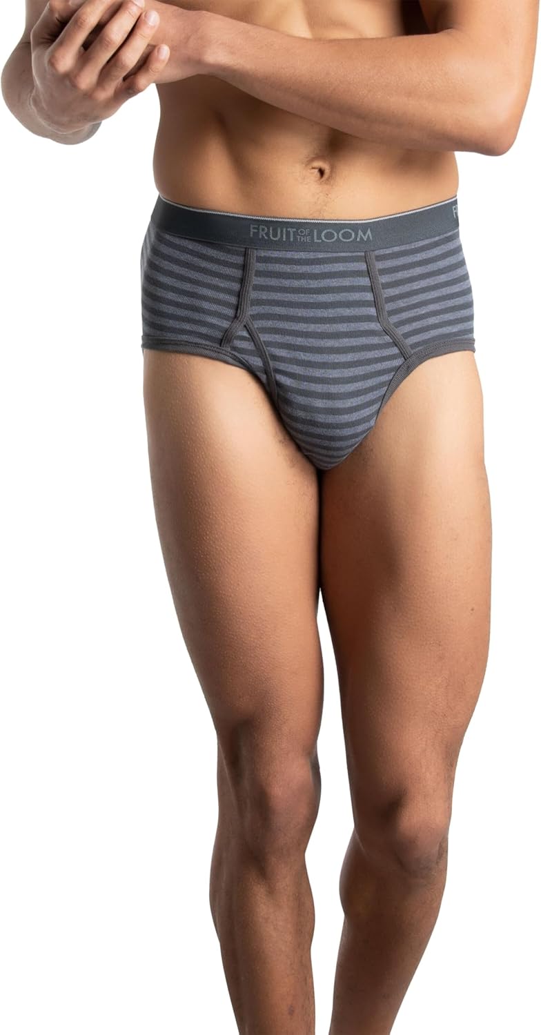 imageFruit of the Loom Mens TagFree Cotton Briefs6 Pack  Assorted StripeSolids