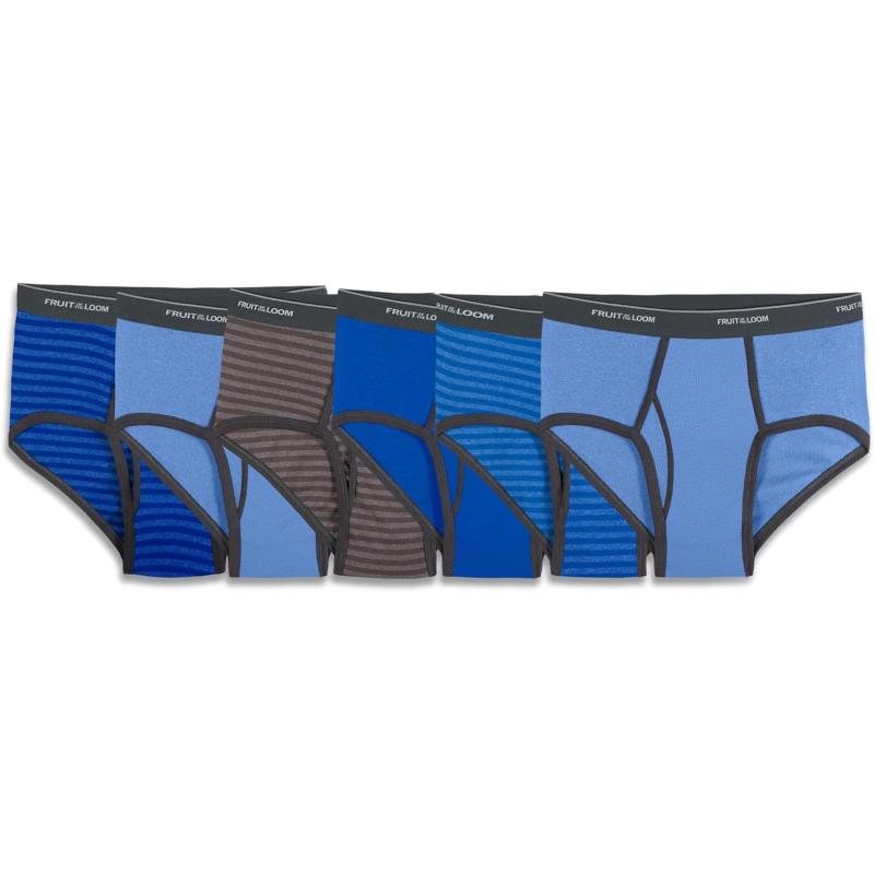 imageFruit of the Loom Mens TagFree Cotton Briefs6 Pack  Assorted StripeSolids