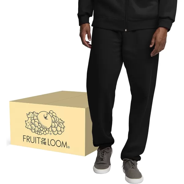 imageFruit of the Loom Eversoft Fleece Elastic Bottom Sweatpants with Pockets Relaxed Fit Moisture Wicking Breathable12 Pack  Black