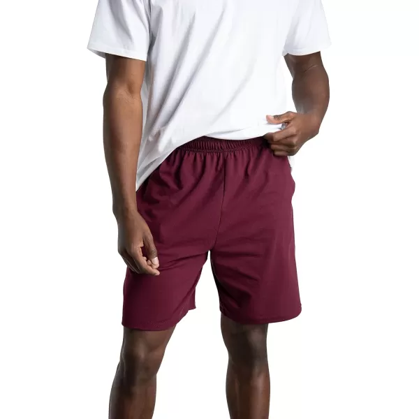 imageFruit of the Loom Mens Eversoft Cotton Shorts with Pockets S4XL2 Pack  Maroon