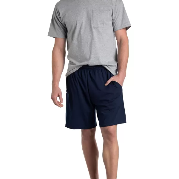 imageFruit of the Loom Mens Eversoft Cotton Shorts with Pockets S4XL2 Pack  Navy