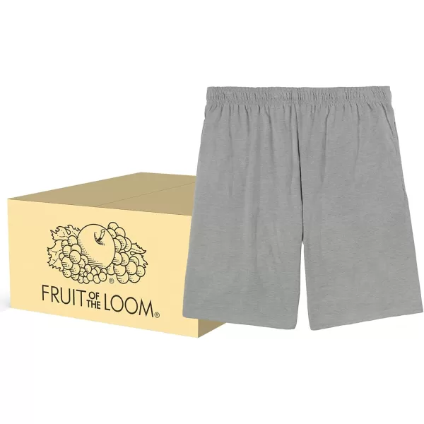 imageFruit of the Loom Mens Eversoft Cotton Shorts with Pockets S4XL24 Pack  Grey Heather