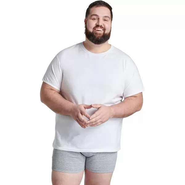 imageFruit of the Loom Mens Eversoft Cotton Stay Tucked Crew TShirtBig Man  6 Pack  White