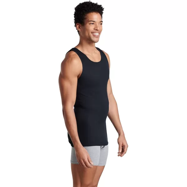 imageFruit of the Loom Mens Sleeveless Tank AShirt Tag Free ampamp Moisture Wicking Ribbed Stretch Fabric8 Pack  BlackGrey