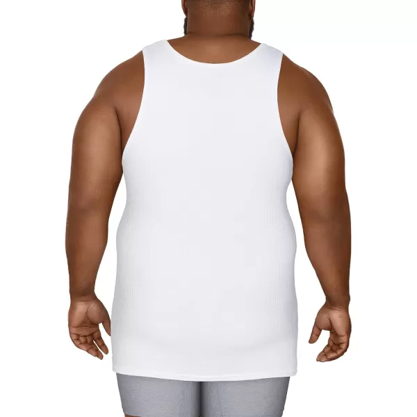 imageFruit of the Loom Mens Sleeveless Tank AShirt Tag Free ampamp Moisture Wicking Ribbed Stretch FabricBig Man  6 Pack  White