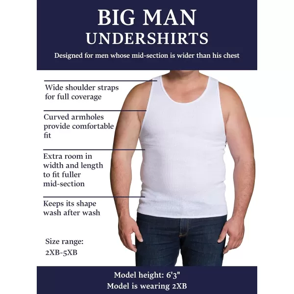 imageFruit of the Loom Mens Sleeveless Tank AShirt Tag Free ampamp Moisture Wicking Ribbed Stretch FabricBig Man  6 Pack  White