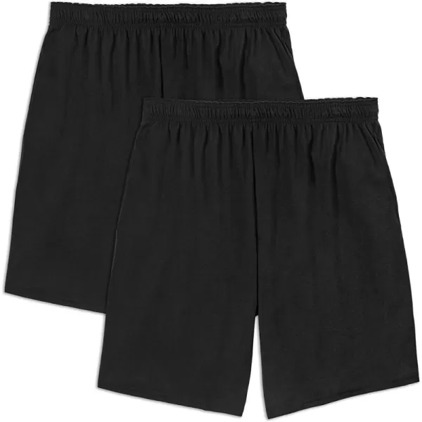 imageFruit of the Loom Mens Eversoft Cotton Shorts with Pockets S4XL2 Pack  Black