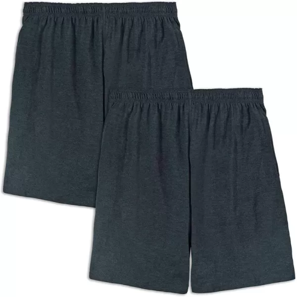 imageFruit of the Loom Mens Eversoft Cotton Shorts with Pockets S4XL2 Pack  Black Heather