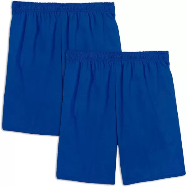 imageFruit of the Loom Mens Eversoft Cotton Shorts with Pockets S4XL2 Pack  Blue