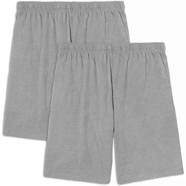 imageFruit of the Loom Mens Eversoft Cotton Shorts with Pockets S4XL2 Pack  Grey Heather