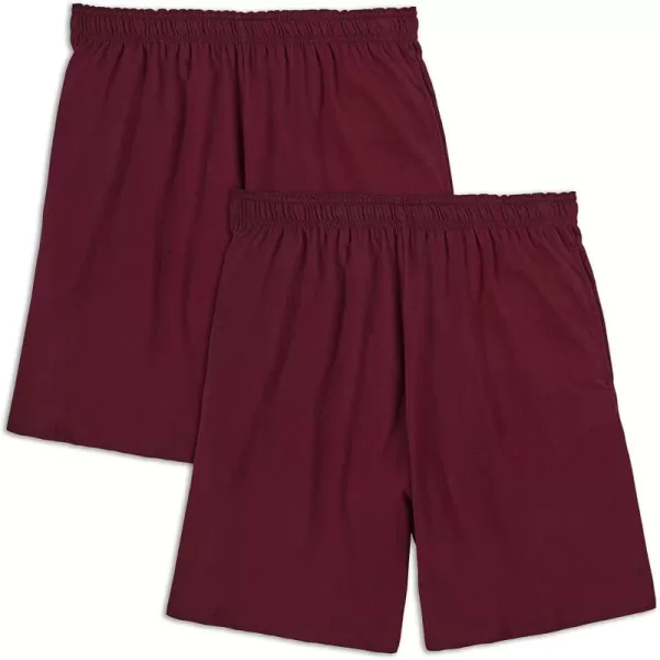 imageFruit of the Loom Mens Eversoft Cotton Shorts with Pockets S4XL2 Pack  Maroon