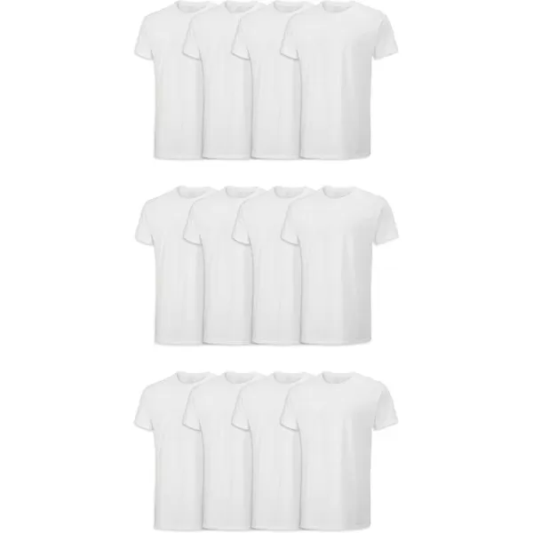 imageFruit of the Loom Mens Eversoft Cotton Stay Tucked Crew TShirtRegular  12 Pack  White