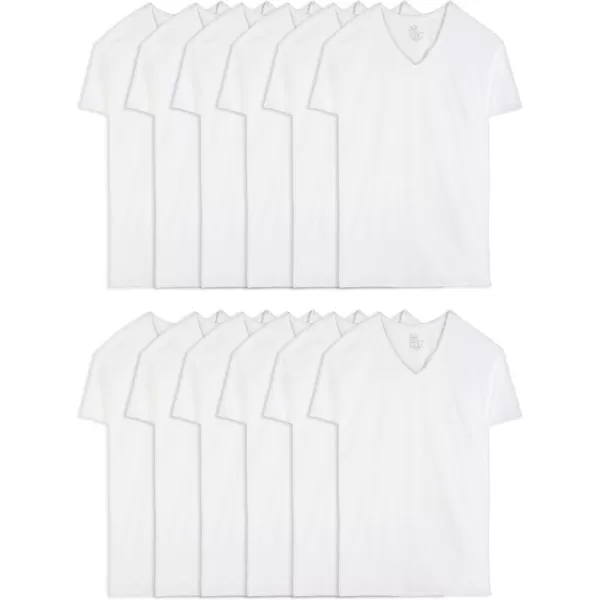 imageFruit of the Loom Mens Eversoft Cotton Stay Tucked VNeck TShirtTall Man  White  12 Pack