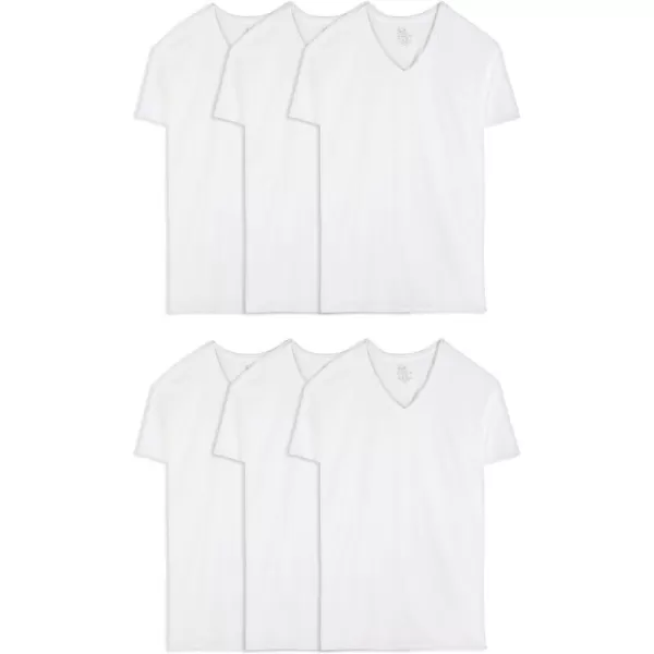 imageFruit of the Loom Mens Eversoft Cotton Stay Tucked VNeck TShirtTall Man  White  6 Pack