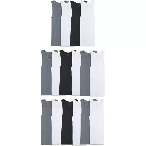 imageFruit of the Loom Mens Lightweight Active Cotton Blend Undershirts Tank  16 Pack  BlackGreyWhite Small