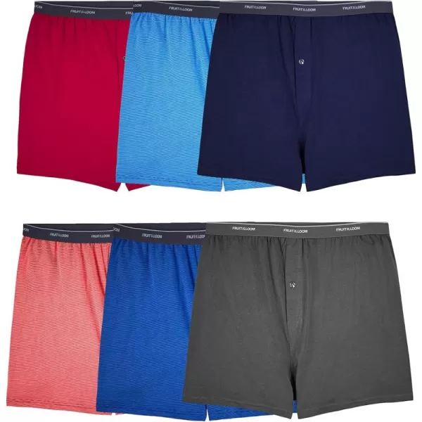 imageFruit of the Loom Mens Mens Tag Free Knit Boxer Shorts Relaxed Fit Moisture Wicking Assorted Color MultipacksAssorted Colors