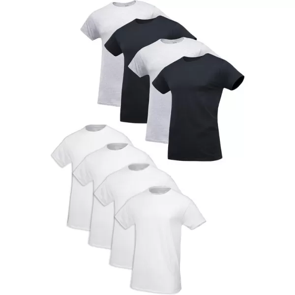 imageFruit of the Loom Mens Premium TagFree Cotton Undershirts Regular and Big ampamp TallRegular  Crew  8 Pack WhiteBlackGrey