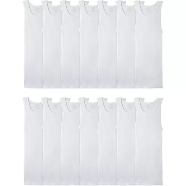 imageFruit of the Loom Mens Sleeveless Tank AShirt Tag Free ampamp Moisture Wicking Ribbed Stretch Fabric14 Pack  White