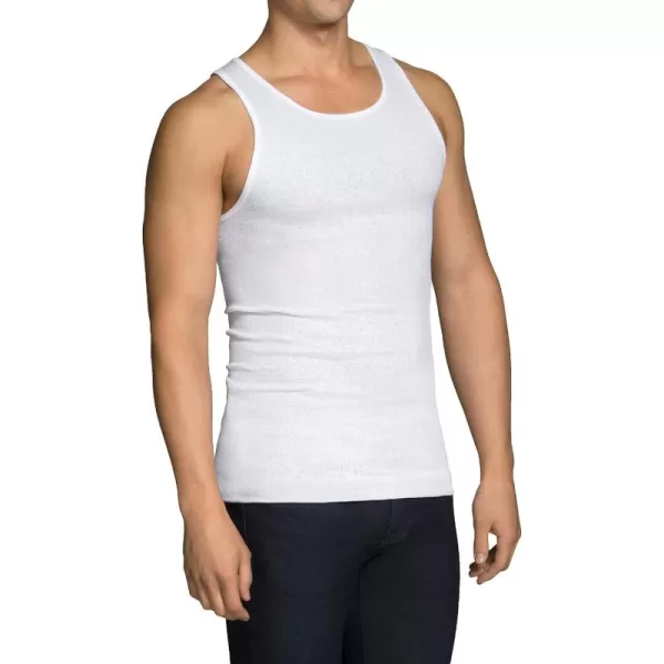 imageFruit of the Loom Mens Sleeveless Tank AShirt Tag Free ampamp Moisture Wicking Ribbed Stretch Fabric144 Pack  White