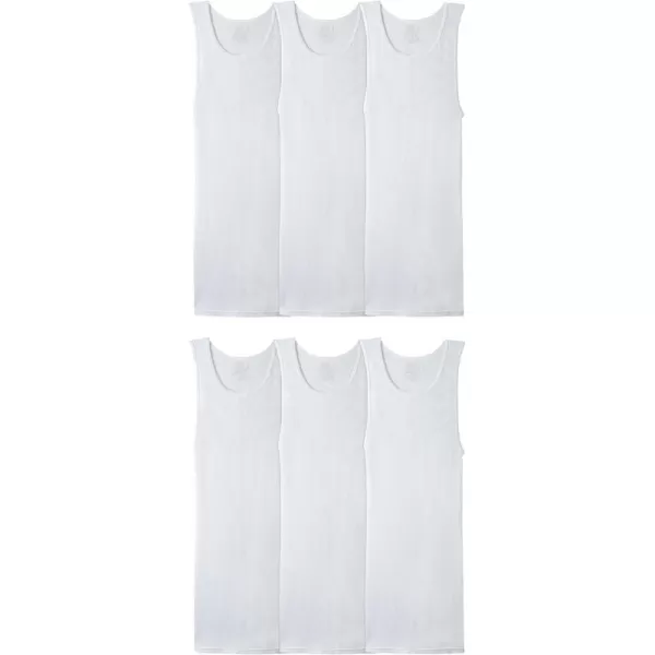 imageFruit of the Loom Mens Sleeveless Tank AShirt Tag Free ampamp Moisture Wicking Ribbed Stretch Fabric6 Pack  White