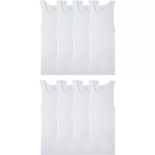 imageFruit of the Loom Mens Sleeveless Tank AShirt Tag Free ampamp Moisture Wicking Ribbed Stretch Fabric8 Pack  White